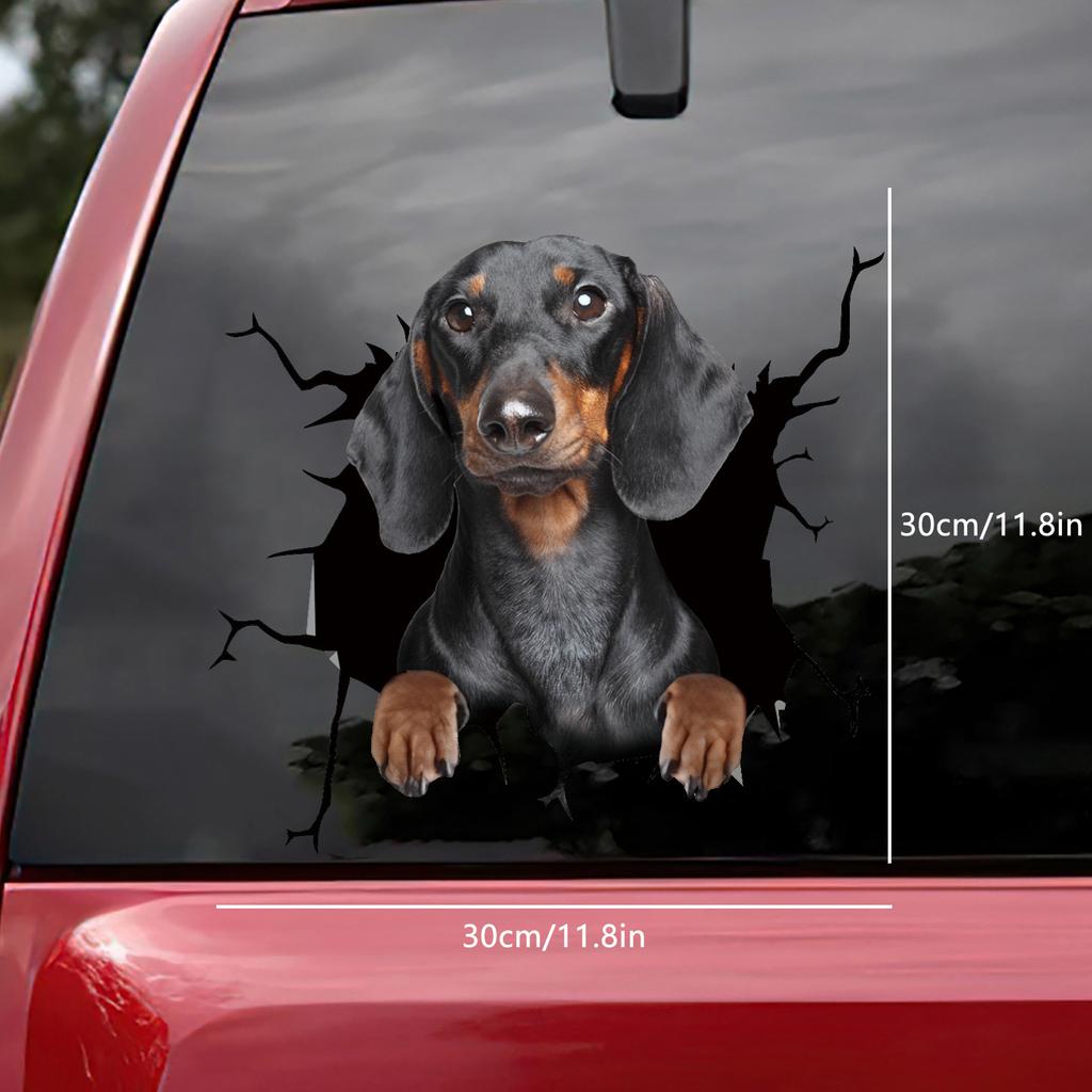 3D наклейка с трещиной для собаки, пластиковая наклейка из ПВХ, наклейка на окно автомобиля, забавные наклейки для ноутбука