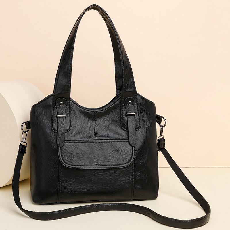 Women's Elegant Solid Color Shoulder Bag With Zipper Closure Tote Versatile Handbag For Work And Daily