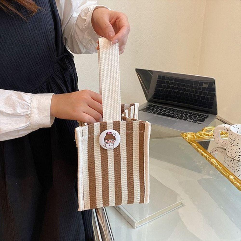 Striped Messenger Bag Cartoon Lunch Bag Fashion Hand Bags  Picnic