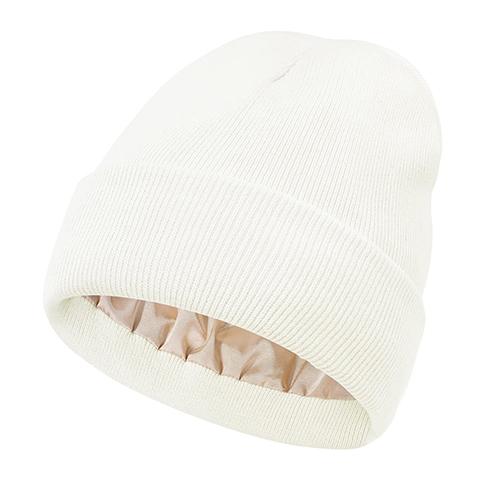 Satin Knitted Hat Acrylic Winter Hat For Men And Women Silk  Soft Loose Warm Cuffed Wool Hat