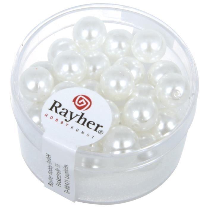 RAYHER 25 Perles en Verre Renaissance Blanc