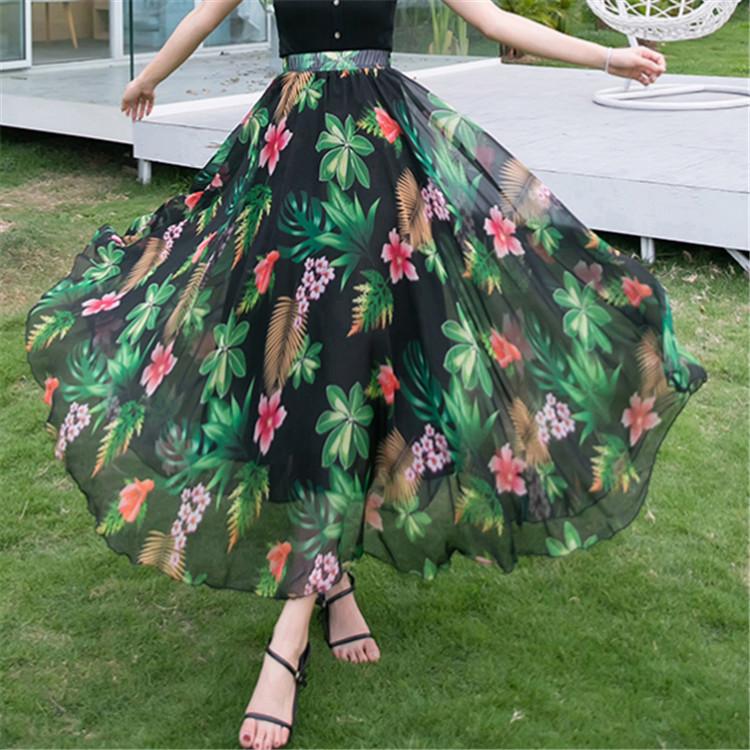 Tooxika Chiffon Skirt, Floral Holiday Style Beach Skirt