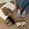 French Holiday Woven Niche Cool Slippers Women's 2025 Spring and Summer Outer Wear Season with Skirts, Evening Breeze Platform Boken Shoes