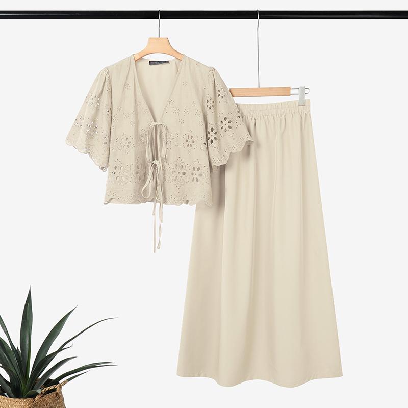 ZANZEA Женская блузка крючком с коротким рукавом и юбки Летние костюмы-двойки