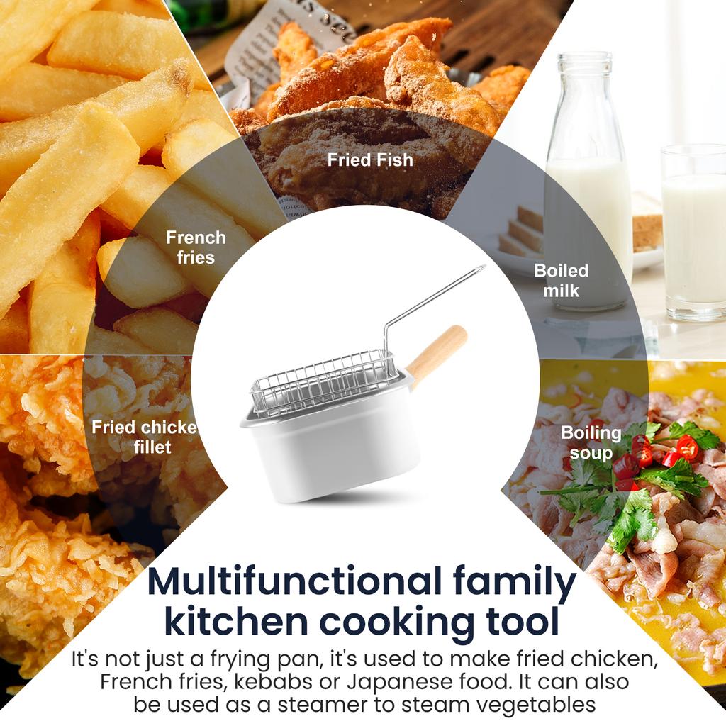 Фритюрница Кастрюля из нержавеющей стали Сковорода для жарки с корзиной и крышкой Переносные квадратные кастрюли для фритюра Пищевые кухонные инструменты