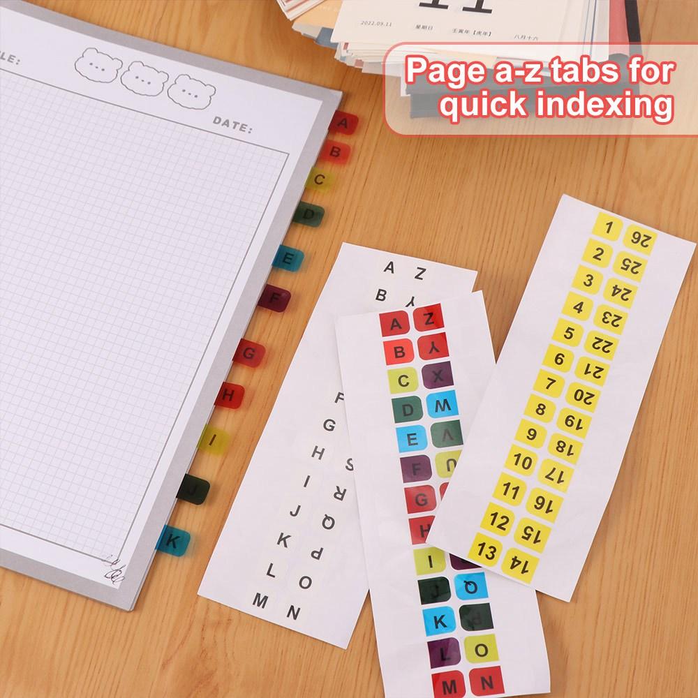 Colorful Alphabet Page Markers Waterproof Sticky Index Tabs Office Supplies