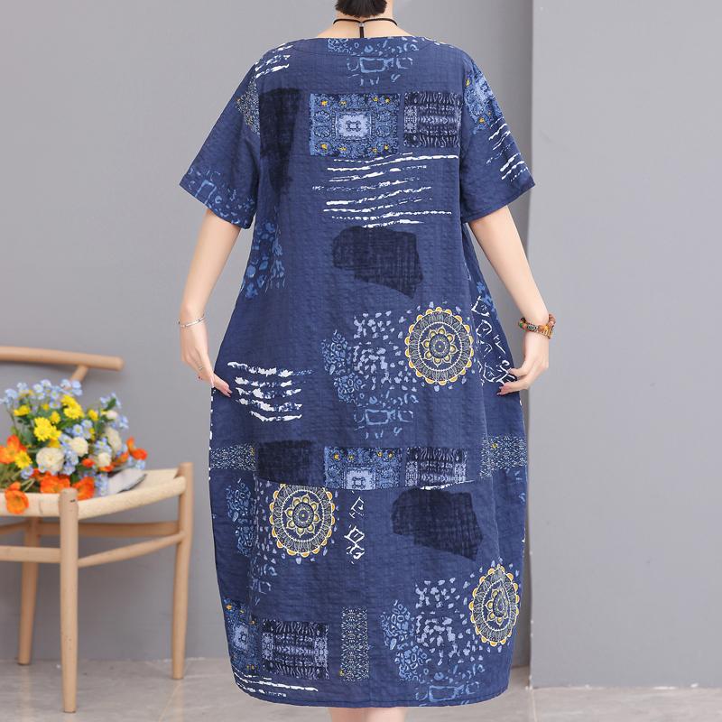 Летнее длинное платье больших размеров, женские свободные элегантные женские винтажные платья с принтом