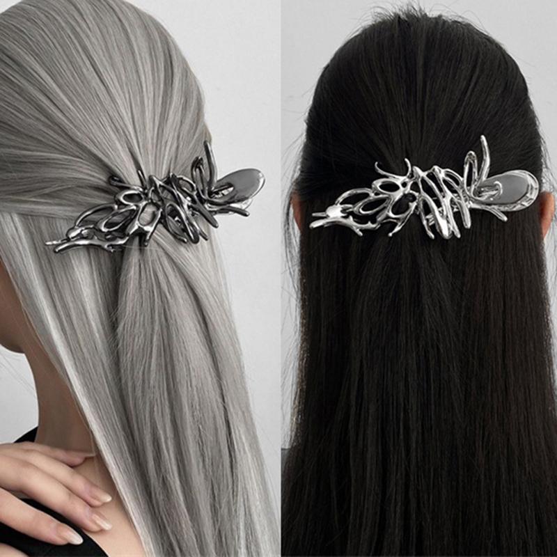 Y2K Геометрическая Женская Заколка-Краб для Волос Большая Металлическая Заколка-Акула для Волос Индивидуальность Нескользящие Зажимы для Волос Аксессуары для Волос