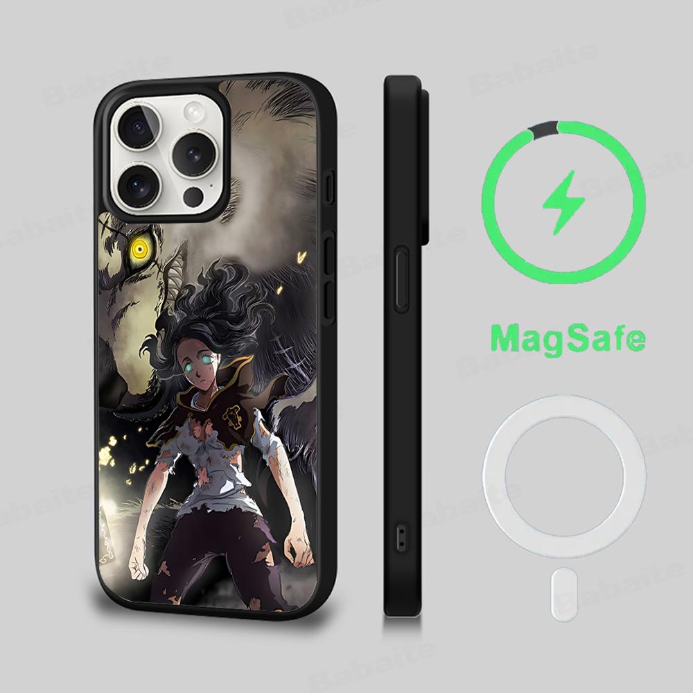 Black Clover Phone Case Magnetic Case For IPhone 16 14 13 12 11 15 Pro Max Plus For Magsafe Wireless Charge Cover