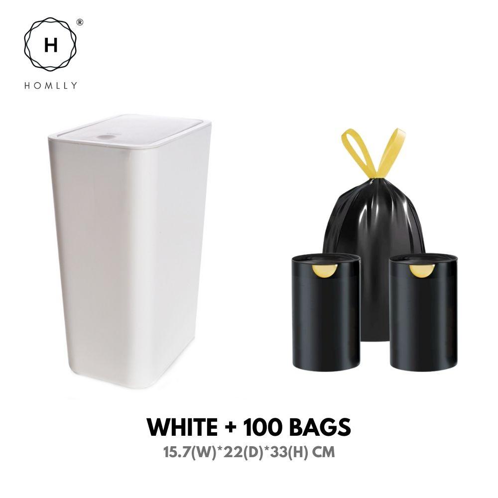 HOMLLY Slim Garbage Rubbish Trash Bin with Pop-Up Lid (3 Colors)