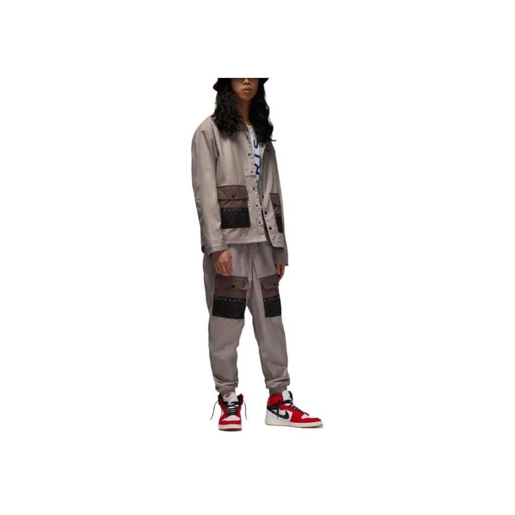 Jordan Paris Saint-Germain Collection с буквенным принтом и нашивкой с логотипом, мужская куртка с карманами и пуговицами, коричневая DM3105-010