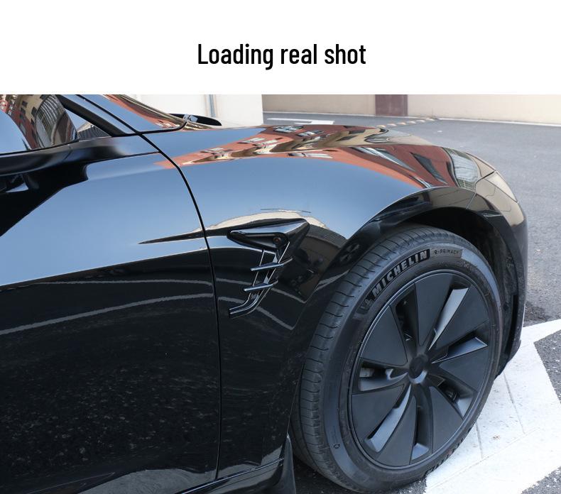 Накладка на камеру крыла и наклейка с боковым шильдиком для Tesla Model 3/Y.