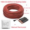 100m 6K Heating Cable And Thermostat Combined 66Ohm/m Carbon Fiber Floor Heating Wire With Manual Thermostat Kits