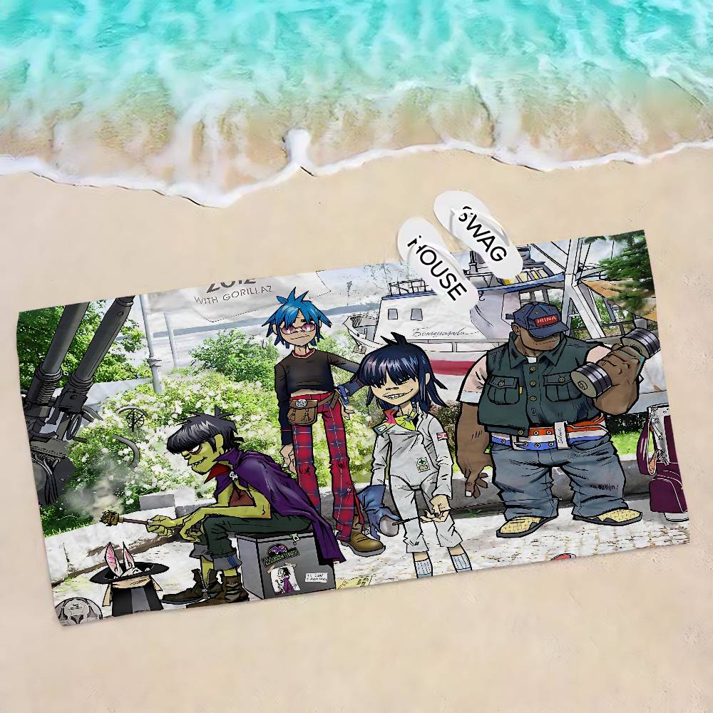 Полотенце пляжное из микрофибры с изображением группы G-Gorillaz, впитывающее, быстросохнущее, мягкое, для йоги, плавания, отдыха на курорте, альпинизма