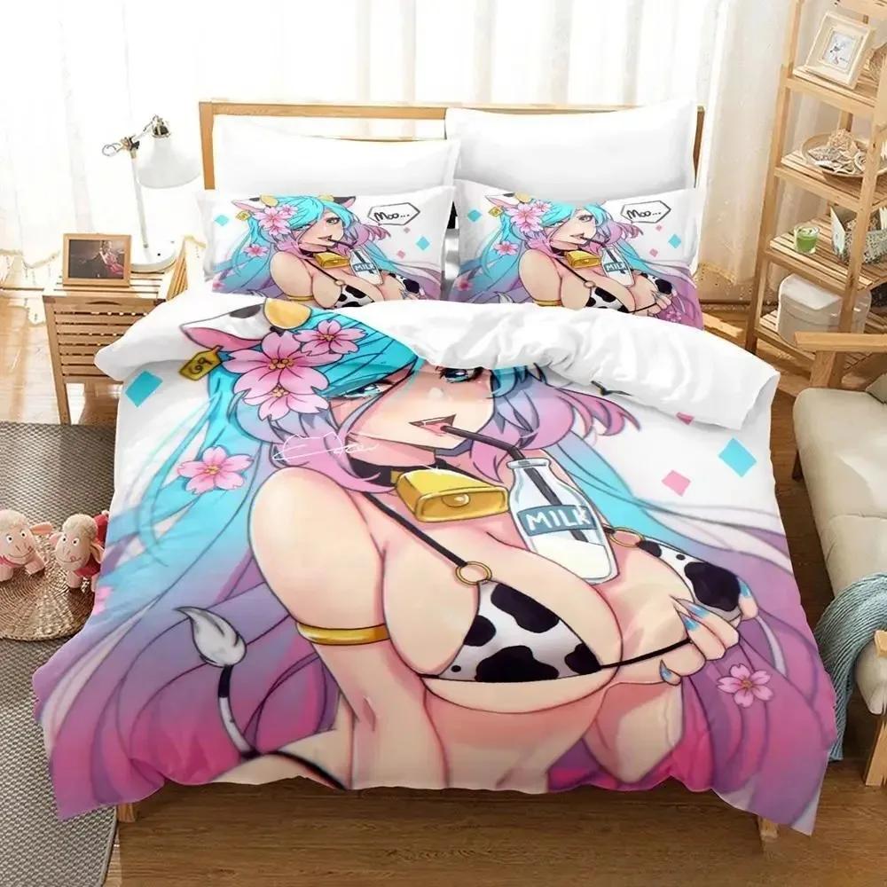 3D Аниме Сексуальные Девушки Silvervale VTuber Комплект Постельного Белья Односпальный Полуторный Двуспальный Кингсайз Комплект для Кровати Взрослый Детский Спальня Комплекты Пододеяльников