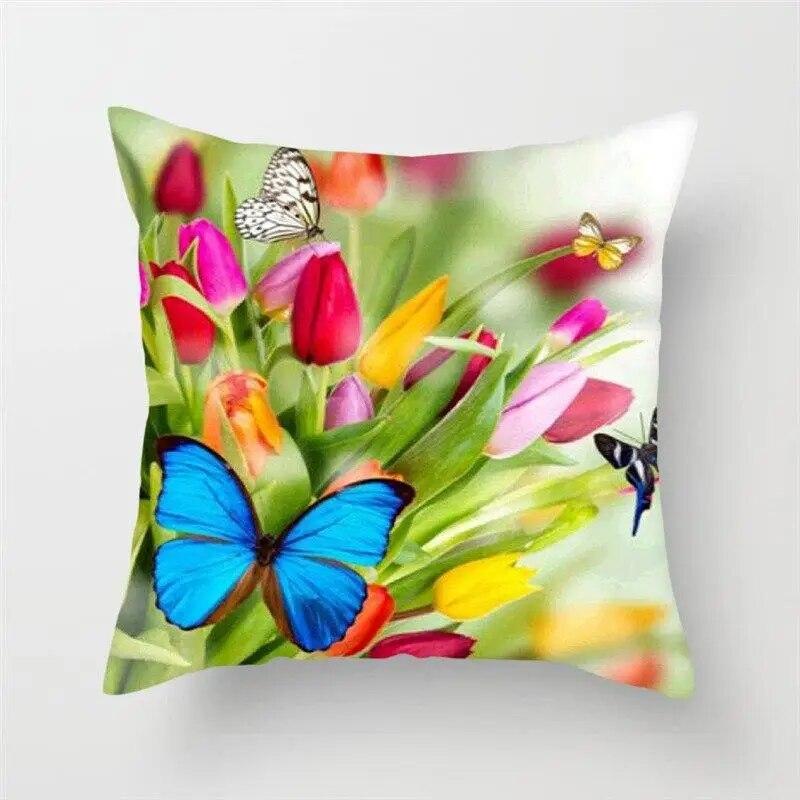 Colored Butterfly Animal Flower Cushion Cover for Home Living Room Sofa Chair Pillow Decoration Throw Pillow Cover