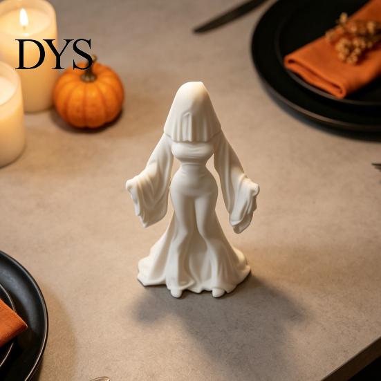 Dark Aesthetic Figurine Ghost Bride Statue, Vintage Headless Bridal Sculpture with Veil Mermaid Gown, Bedroom Shelf Decor Matte White DIY Unpainted