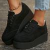Fashion Plus Size Chunky Heel Sneakers Women Spring Autumn Lace Up Black Sneakers Woman Faux Suede Platform Vulcanize Shoes Female