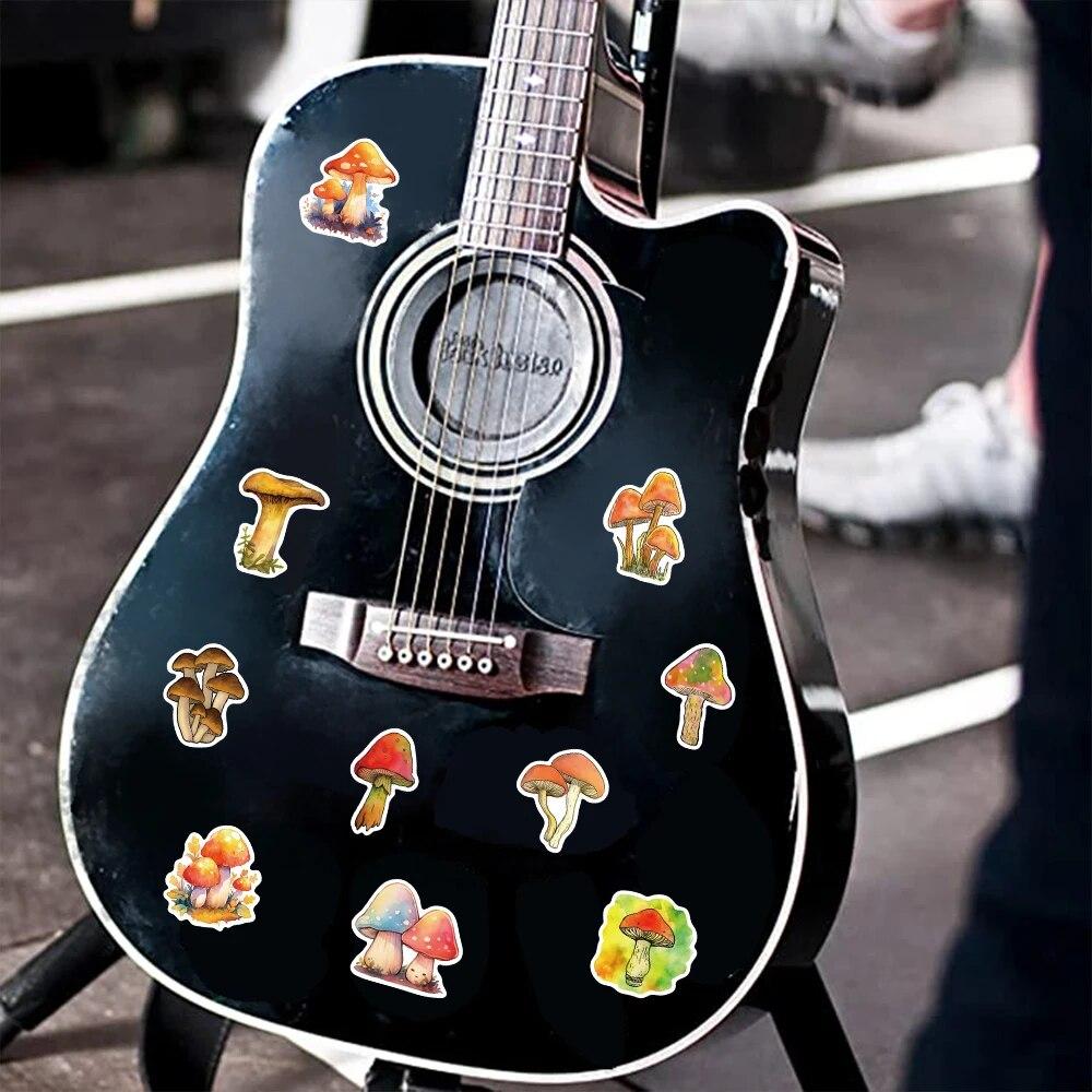 10/50PCS Cartoon Watercolor Mushroom Stickers Aesthetic Graffiti Stickers for DIY Luggage Laptop Skateboard Bicycle Stickers