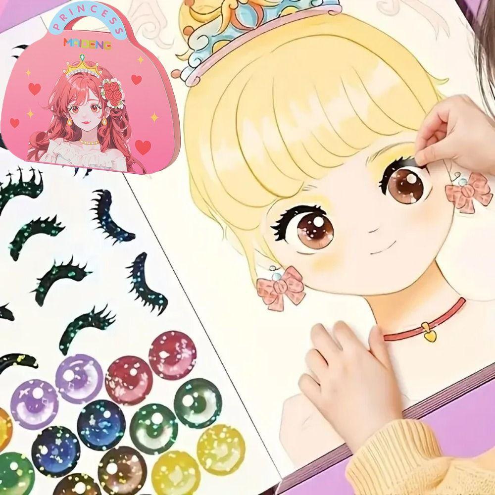 Алмазная бумага Искусство Ремесло Наборы Наклейка Книга Наряжалки Принцессы Новый Набор для Макияжа Принцессы Сделай Сам Дети