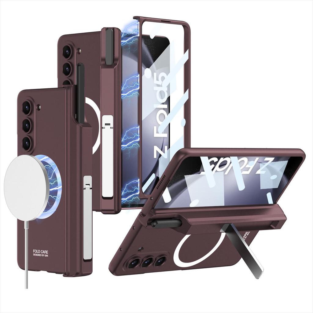 Магнитный чехол для беспроводной зарядки Samsung Z Fold 5 - Полное покрытие, Креативный дизайн, с подставкой