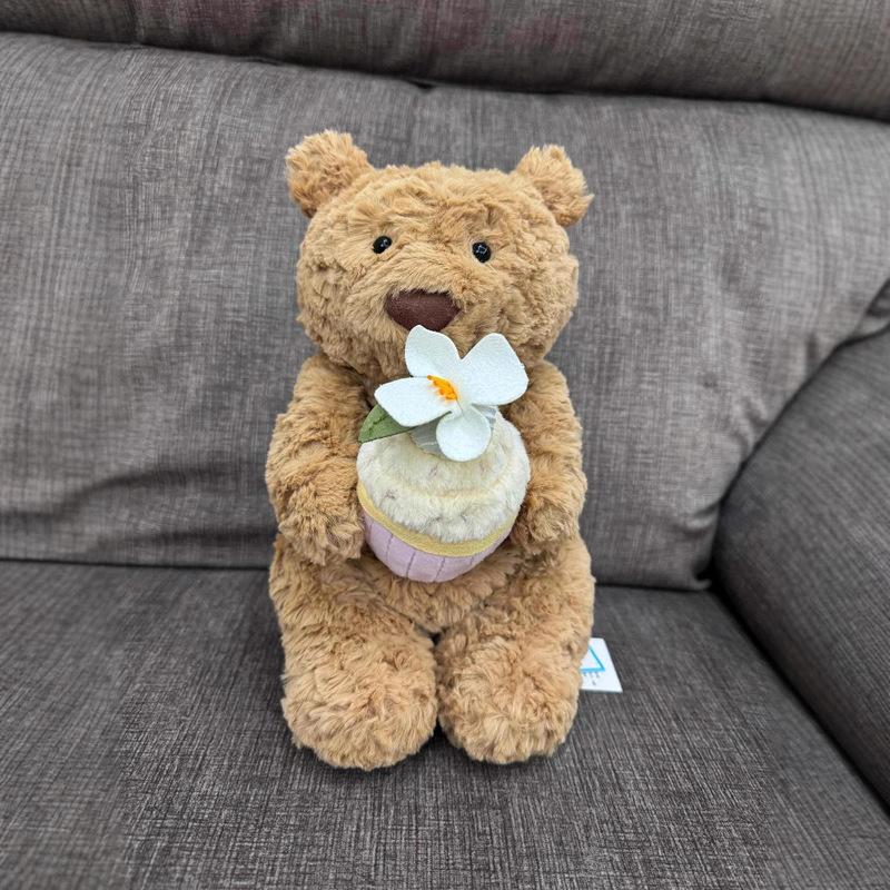 Original Jelly 30cm Shy Bonnie Rabbit Holding A Birthday Cake  Doll Accompanying Cat Dog Pet Christmas Valentine'S Day Gift