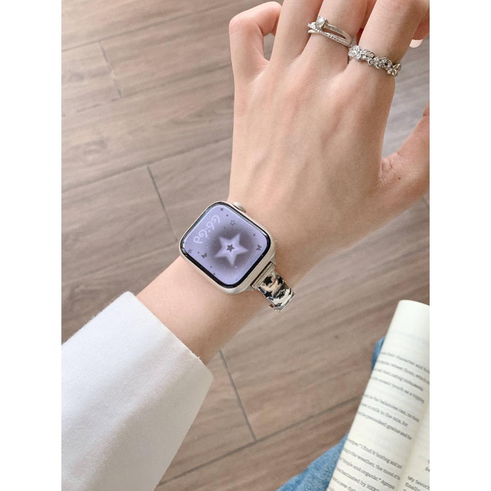 Тонкий кожаный ремешок для iWatch SE 10 9 8 7 6 5 4 3 2 1 Женский браслет для Apple Watch 38мм 40мм 41мм 42мм