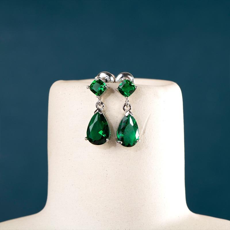 BELLA BOX Fashion Female Green Cubic Zircon Drop Earrings Elegant Accessories Luxury Women Earrings For Party New Trendy Jewelry