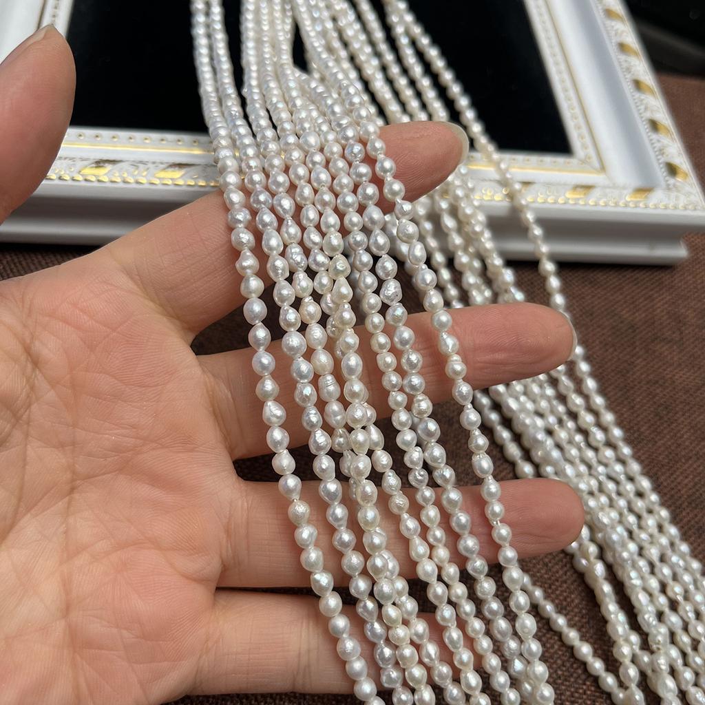 1 нить, бусины из натурального перламутра, бохо, ручная работа, рисовые бусины в форме хвоста, 3-4 мм, для изготовления ювелирных изделий, ожерелий, браслетов, аксессуары 36 см