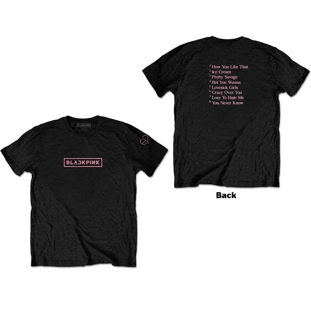 BlackPink The Album Track list T-Shirt Black New