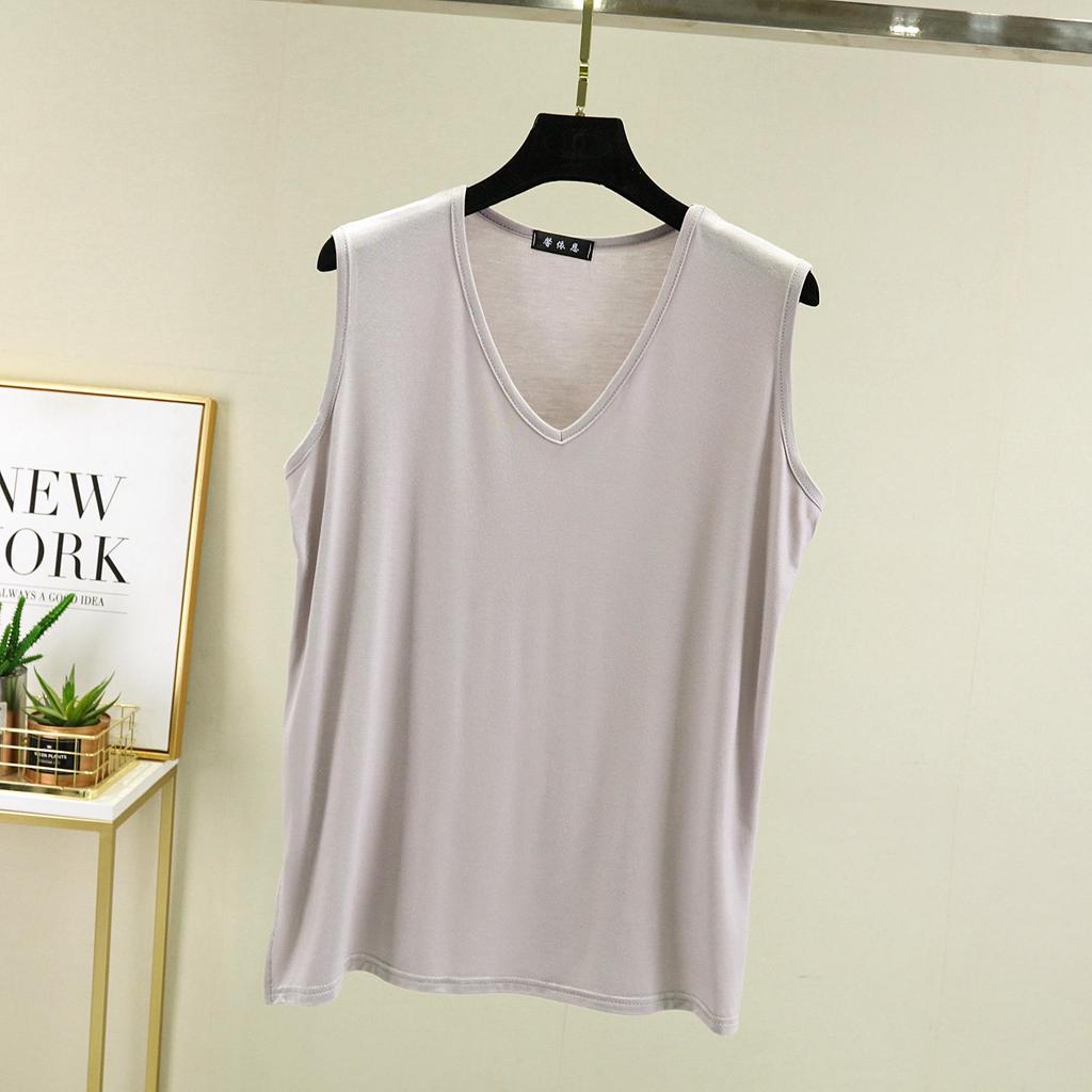 Women's Sleeveless V-Neck Loose Modal Vest – Summer Plus Size Camisole Slimming Top