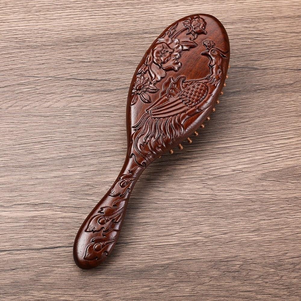 Hand Carved Sandalwood Comb Wooden Scalp Massage Brush Portable Air Cushion Comb