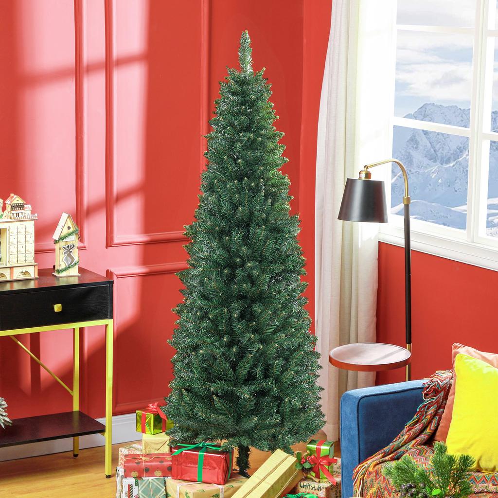 Artificial Christmas Tree 180 Cm Slim Christmas Tree With Foldable Steel Stand 479 Branches Spines Green