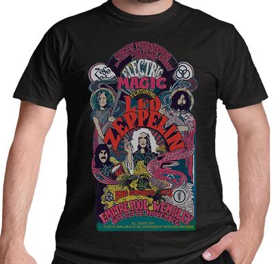 Футболка Led Zeppelin Электрическая магия Рок Цветной логотип Черный Новый