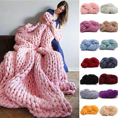 250г Модный Супер Объемный DIY Ручное Вязание Плед Шапки Теплая Гигантская Толстая Пряжа