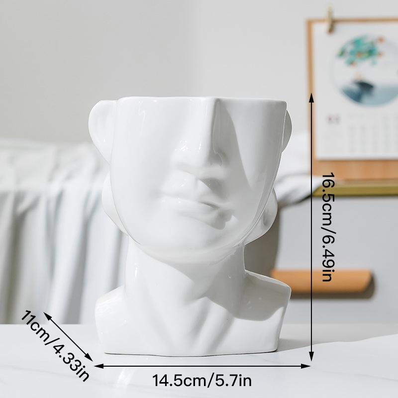 Creative Statue Flower Pot Ceramic Succulent Pot Planter Desktop Art Ornaments Plant Pot Home Decor Garden Decoration