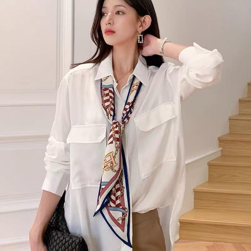 Длинный шейный платок, узкие ленты для волос, шарф, женские модные повязки на голову, шейные платки, напечатанная повязка на голову, симпатичные женские шарфы-сумки 14x145 см