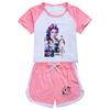 Kids Girls Anime Cartoon POP Singer Super Star Zoey Rumi Mira Print Short Sleeves T-Shirt Shorts Pants Casual Clothes Set