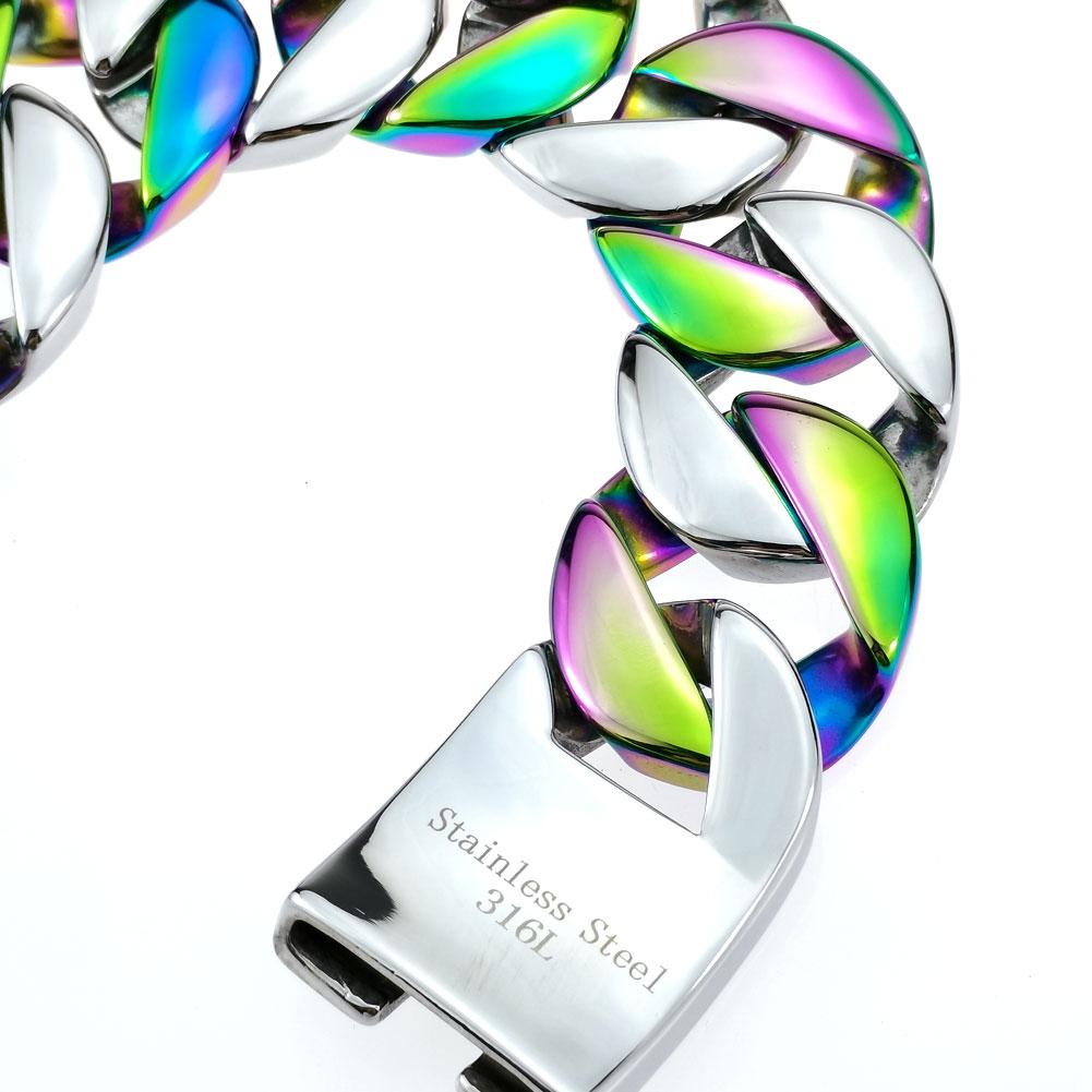 Браслет хип-хоп из нержавеющей стали 316L массивный шириной 32 мм с блестящими переливающимися дизайнерскими шармами