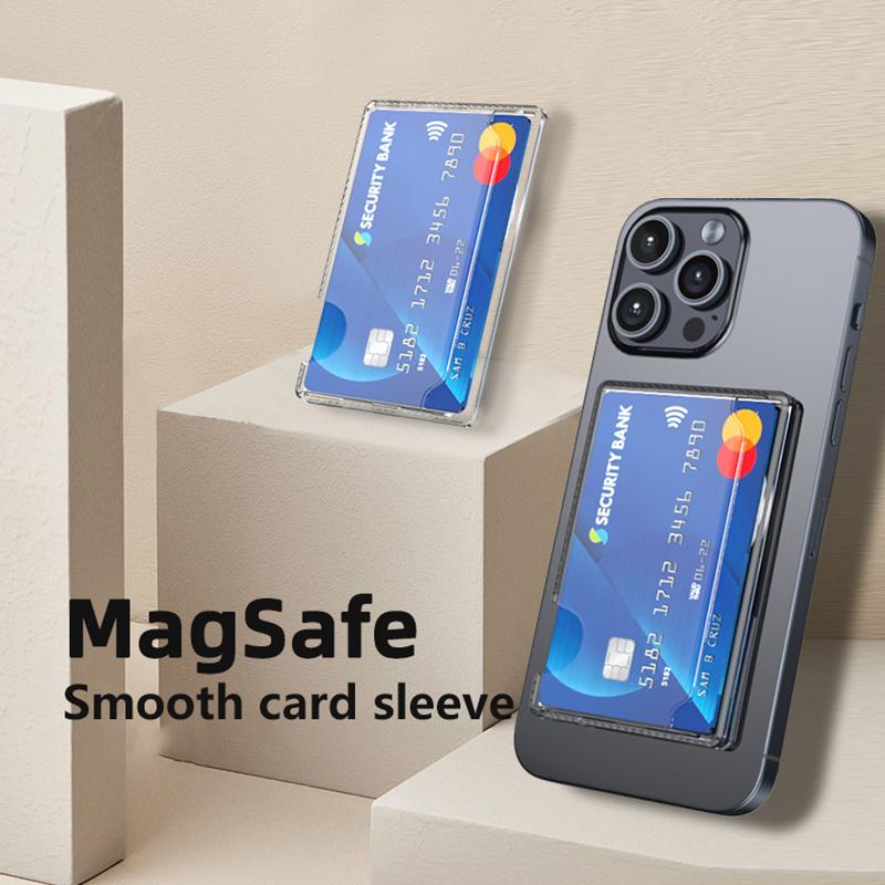 Transparent Magnetic Phone Card Case Back Cover For Iphone 12 For Magsafe For Samsung Xiaomi Huawei For Id Card Bank Card