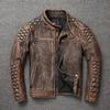 Cowhide Jacket Casual Men 'S Jacket Stand -Up Collar Made Old Motorcycle Suit Motorcycle