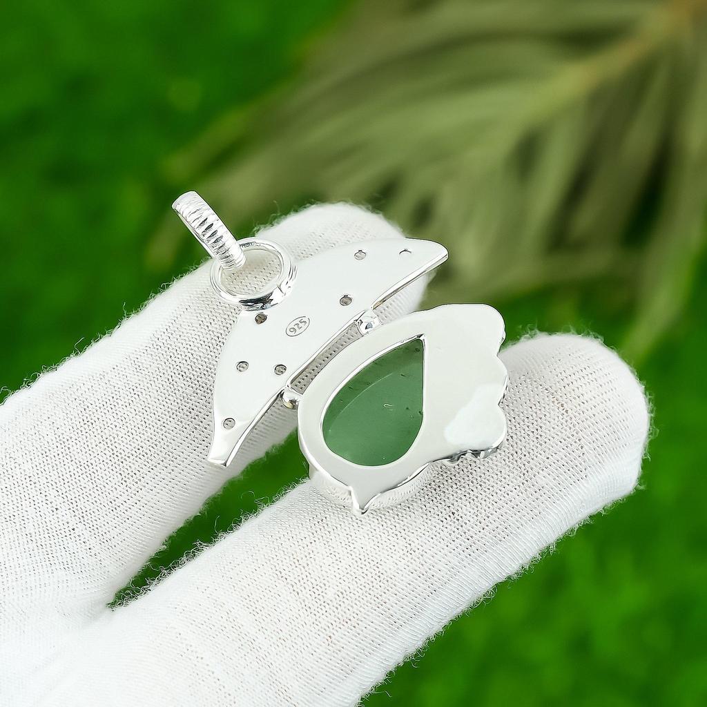 Грушевидный Зеленый Авантюрин Драгоценный Камень Стерлинговое Серебро Безель Модный Подвеска для Жены Ювелирные Изделия