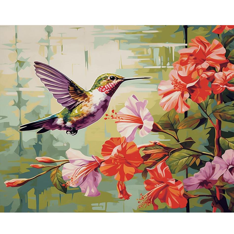 Frame Acrylic Paint By Numbers Diy Gift Wall Art Picture By Numbers Brid And Flowers Paint On Canvas Number Painting Home Decors 40x50cm