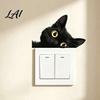 Cat Switch Decals Cute Light Decal Cartoon Black Peeking Sticker Peel Self Adhesive Decor And Stick Wall Sticker for Nursery Living Room Bedroom
