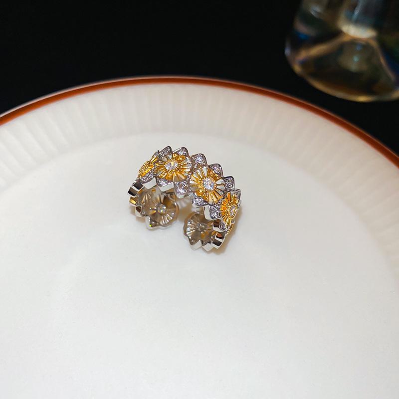 Настоящее золотое гальваническое полосатое контрастное открытое кольцо - модные роскошные украшения для женщин