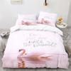 Розовый лебедь Пододеяльник Милый принт животных Комплект постельного белья Романтический Эйфелева башня Пляж Ракушки Пододеяльник Твин Для Девочек Подростков Декор