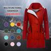 Women Solid Rain Jacket Outdoor Plus Size Waterproof Hooded Windproof Loose Coat
