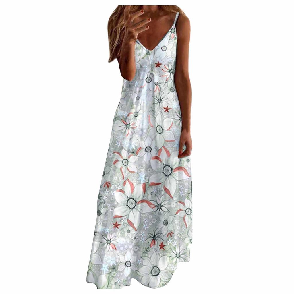Женское платье макси с принтом и открытой спиной, сексуальное платье без рукавов для пляжа