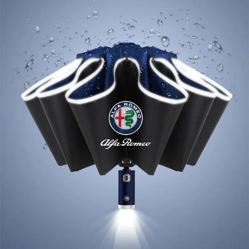 Car Sticker For Alfa Romeo 159 147 Car Automatic Umbrella With LED Flashlight Reflective Stripe For Alfa Romeo Giulietta 159 Mit zl8