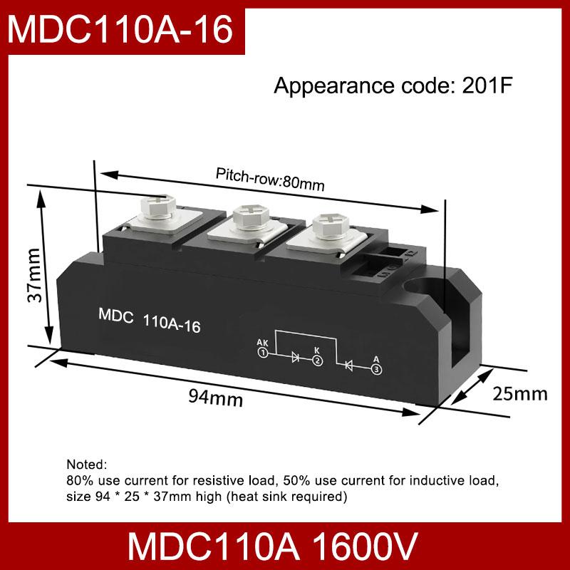 Однофазный выпрямительный ламповый высокомощный MDC 25A 55A 70A 90A 110A 130A 200A 250A 1600V выпрямительный мостовой диодный транзисторный модуль
